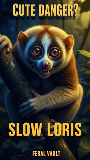 Slow Loris || Cute But Venomous Bite?!🐵😱 #shorts #animals #ytshorts #feralvault