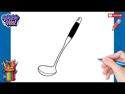 How to draw Ladle - Kitchen Utensils Drawing