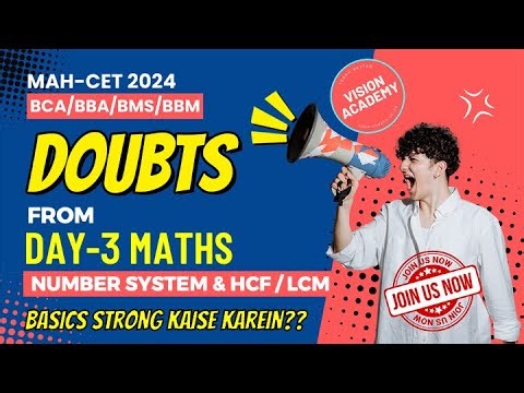 Maths Number System HCF LCM Doubts 🤔 | Day 3 | MAH CET 2024 for BCA BBA BMS BBM 🚀 FREE Crash Course