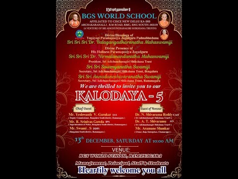 LiVE🔴' KALODAYA- 5 ' BGS WORLD SCHOOL 13th Dec 2025