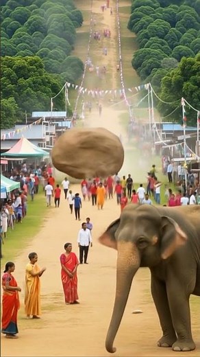 Elephant Survives Falling Stone—Takes a Tumble | AI #Shorts