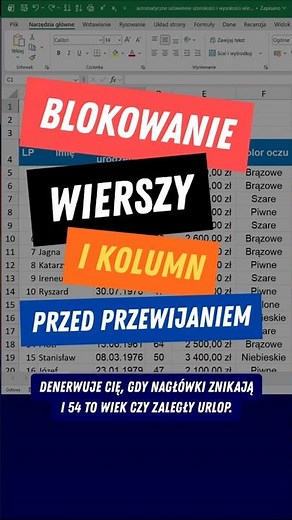 Jak zablokować nagłówki w Excelu? #excel #nauka #exceltips #exceltricks #praca