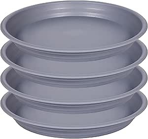 Plant Saucer 16 inch, 4 Pack 17 inch (16.8") Plastic Large Flower Planter Plant Pot Saucers and Drip Tray for Indoors Outdoors, Heavy Sturdy Durable Plant Plate Water Catcher (Gray)