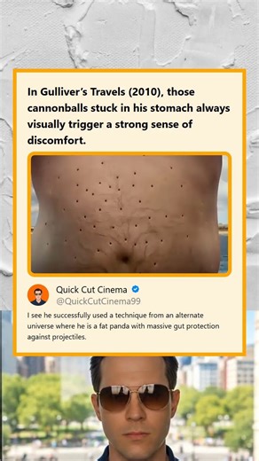 Gullivers Travels 2010 Cannonballs Stuck In His Stomach Are Visually Discomforting