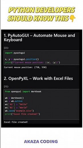 Pyautogui for auto mouse and keyboard control and open pyxl for excel file #python #coding #yt #fyp