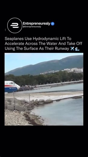 Entrepreneurs Ealy on Instagram: "Most aircraft need thousands of feet of runway, seaplanes create their own runway on the surface of the water. 🛬 They’re engineered to generate hydrodynamic lift, using their hull or floats to skim across the water at increasing speeds until the surface itself produces enough upward force to transition into full aerodynamic flight. The design has to balance buoyancy, drag reduction, and stability, all while keeping the plane perfectly aligned as it accelerates 