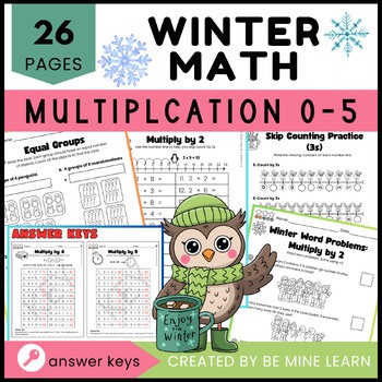 Winter Multiplication | 0–5 multiplication facts | Grades 1–2 Math Practice