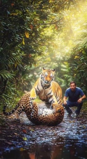 Apex Predator Showdown Tiger vs Leopard Fight in the Jungle #america #wildlife #viralvideo #shorts