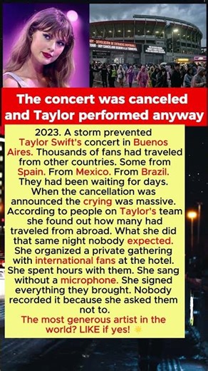 What Taylor Swift Did for Fans Who Had Traveled from Another Country When the Concert Was Canceled