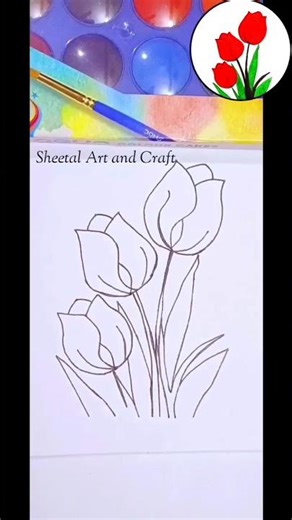 How to draw Easy Tulip flower drawing🌷#art#drawing#trending#flowers#easy#viralshorts#trendingshorts
