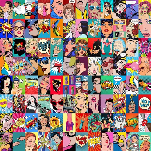 Pop Art Wall Collage Kit | Retro Comic Prints (digital 4x6) - Etsy