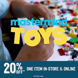 464K views · 131 reactions | RIGHT NOW: save 20% on one item in-store or online. Our new fall lineup has loads of fun surprises, get a jump on your holiday shopping! | Mastermind Toys | Facebook