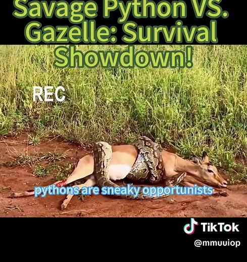 Savage Python Vs.Gazelle: Survival Showdown!#animal #animals #foryou #fyp #foryourpage #animetiktok #python