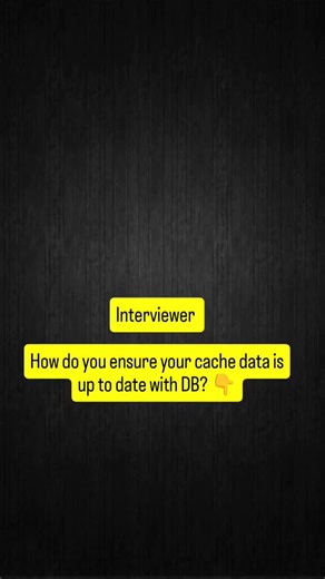 Himangshu | Software Engineer Mentor on Instagram: "🔄 How do you ensure cache data stays in sync with the database? 📝 Cache-Aside Pattern App reads from cache first → on miss, fetch from DB and update cache. ✏️ Write-Through Cache Writes go to cache and DB together → cache is always fresh. 🧹 Write-Behind Cache Cache updates first, DB updates async → high performance with eventual consistency. ⏰ TTL (Time-To-Live) Cached data expires automatically → stale data is removed. 🔔 Event-Based Invali