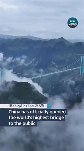 China has officially opened the world’s highest bridge to the public. #itvnews #news | ITV News