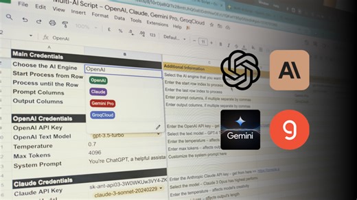 Multi-AI Google Sheets Script 4.0 | Generate AI Text and Images inside Google Sheets