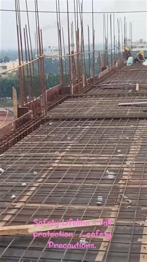 Safety precautions - civil construction site safety life line fixing - fall protection. #vlog