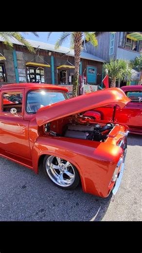 1956 Ford F-100 powered by a 5.0 Coyote Engine at Cruisin’ The Coast #sickslammedtrucks #classictrucks #fblifestyle | SICK Slammed Trucks