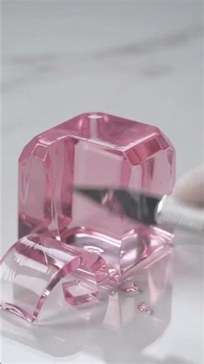 ASMR Satisfying Pink Crystal Glass Cutting 💎🌸 (Deep Relaxation)