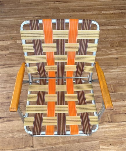 Vintage Telescope Aluminum Lawn Chair. 1970s Orange, Brown & Beige With Hardwood Arms, Rare Near Mint Condition! Ships Free! - Etsy