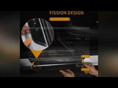 New Wireless LED illuminated Pedal Magnet Car 4xDoor Sills Protector Model 3 Y Door Edge