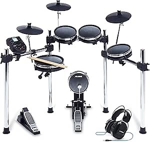 Alesis Surge Mesh Kit - Eight-Piece Electronic Drum Kit with Mesh Heads + DRP100 – Extreme Audio-Isolation Electronic Drum Reference-Headphones