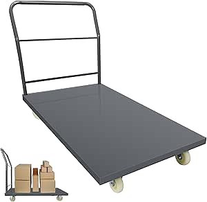 Heavy Duty Platform Truck Moving Flatbed Cart, 30"x48"Push Dolly, 2000 LBS Dolly Cart Flatform with Wheels and Handle, Steel Flatbed Cart for Luggage Moving, Shopping