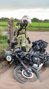 This adventurer and their partner were off-roading on their motorbikes when they came across a mud puddle. They tried to ride across the shallow part, trying to avoid the puddle. However, their motorbike skidded and they fell into the bush, followed by several tumbling photos throughout their voyage. | Jukin Copyright Management