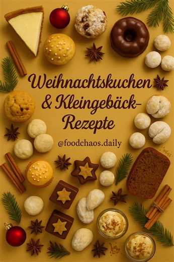 Weihnachtsduft liegt in der Luft … 🎄✨ Diese 10 festlichen Kuchen- und Kleingebäck-Rezepte bringen Wärme, Erinnerungen und den Geschmack von Weihnachten direkt in deine Küche. Ob Spekulatius-Cheesecake, Bratapfel-Cupcakes oder Mini-Marzipan-Stollen – für jeden ist etwas dabei. Speichern, nachbacken und genießen! ❤️ Welches ist dein Favorit? #w#weihnachtsbäckereif#foodchaosdailyb#backinspow#weihnachtszeitk#kuchenliebe
