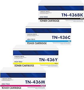 TN436 TN-436 Toner Cartridge High Yield Compatible for Brother TN 436 TN436BK/C/M/Y TN-433 TN433 for HL-L8360CDW HL-L8360CDWT HL-L9310CDW MFC-L8900CDW MFC-L9570CDW Printer (4-Pack, 1BK,1C,1M,1Y)