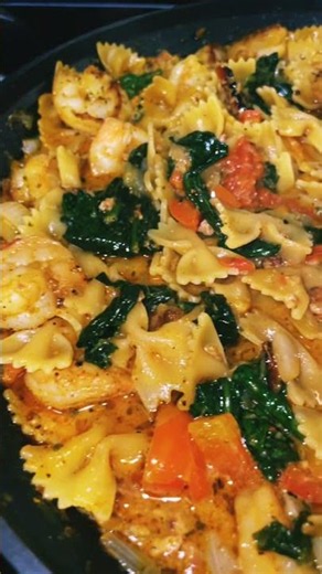 Spicy Tuscan shrimp pasta #foodie#chefdad#seafood#pasta