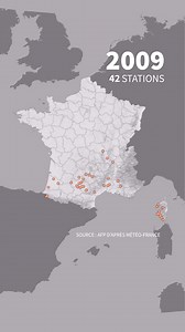 414K views · 2.2K reactions | ️ Rares voire rarissimes en France au XXe siècle, les températures dépassant localement les 40 degrés sont devenues fréquentes depuis l’an 2000, et plus particulièrement depuis 2019. Voici une carte animée localisant chaque année où les stations de Météo-France ont relevé une température de 40 degrés ou plus, de 1950 à 2025 (données au 17 août). | Agence France-Presse | Facebook