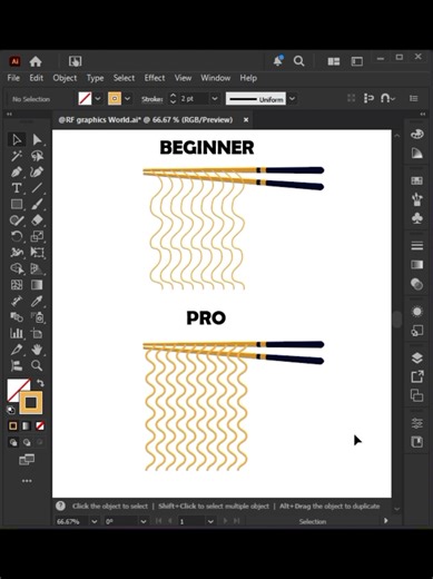 Adobe Illustrator 2026 - Tip to create noodles illustration like a PRO #viral #rfgraphicsworld #illustratortips #illustratortutorial #illustration