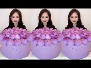 Asmr🍰Eating Taro Chocolate Cream Cake 🍰 (Soft And Waxy Sound) 크림丨먹방丨Mukbang丨Satisfying丨Eatings