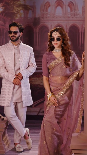 Party Saree ✨✨ Fabric: SHIMMERY SILK Price: 18,000 /- Jewelry: Elor Available in: OFF WHITE, LAVENDER, ASH, OLIVE, BEIGE, GREEN Work Details: This saree is crafted on fine shimmery silk fabric, embellished with delicate hand embroidery using sequins, zari, and bead adding a soft golden glow to its elegant mauve tone. #anzara #saree #artisans #fashion #sareestyle #bridalsaree #partysaree | Anzara