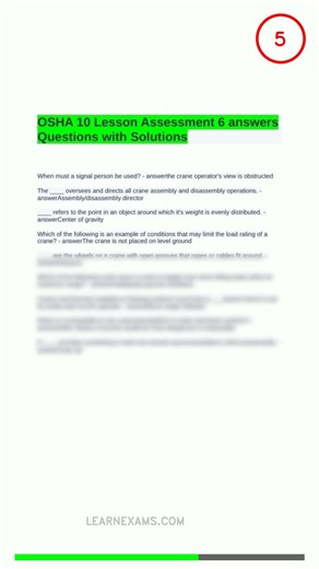Osha 10 Lesson Assessment 6 Answers Questions With