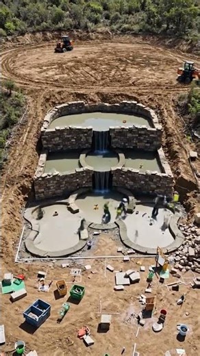 Building a Luxury Resort-Style Waterfall Pool! 💦 (Timelapse)