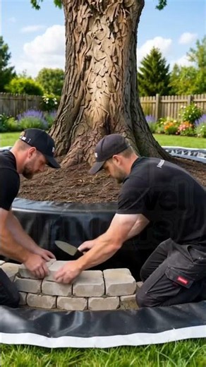DIY Circular Koi Pond Built Around a Tree Creates the Ultimate Backyard Feature
