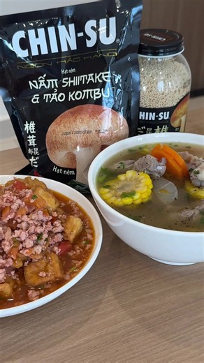 Canh sườn non đậu hũ thịt băm sốt cà chua - công thức đơn giản