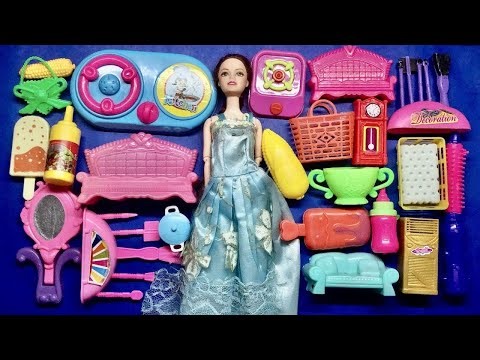 Little kitchen cooking set || barbie doll kitchen set