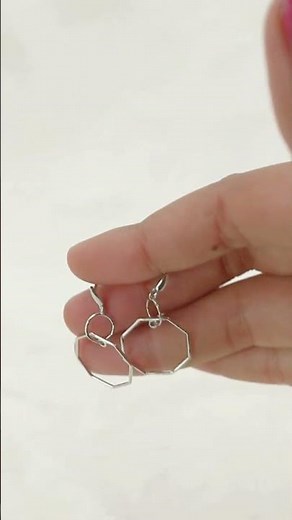 18K White Gold Geometric Hoop Earrings ✨ Minimal Luxury Dangle Earrings for Women