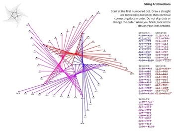 String Art Worksheet - 5 Section Star - Side 2-1 Connection Pattern