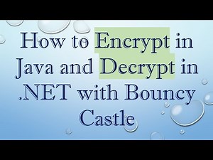 How to Encrypt in Java and Decrypt in .NET with Bouncy Castle