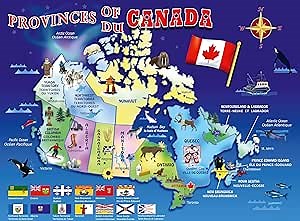 Ravensburger Map of Canada 100 Piece XXL Jigsaw Puzzle for Kids - 10569 - Every Piece is Unique, Pieces Fit Together Perfectly