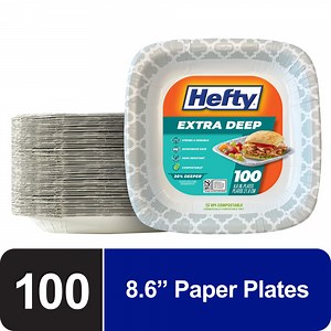 Hefty Extra Deep 8.6 Inch Paper Plates, 100 Count