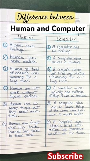 Difference between Human and Computer #writing #english #essay