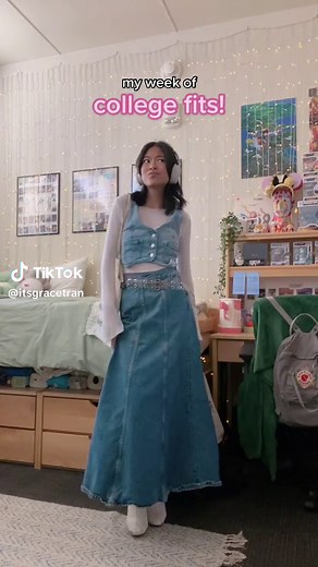 Stylish Jean Skirt for College Outfits | GRACE TRAN