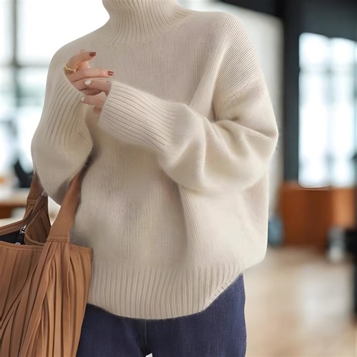 Cozy Oversized Wool Sweater for Women | Loose Turtleneck Knit | Soft Relaxed Fall & Winter Pullover - Etsy Canada