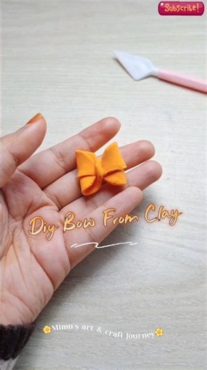 diy tiny bow from clay #shorts #craft #clay