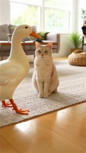 Angry Cat vs Playful Dog & Silly Duck 🐱🐶🦆😂 #FunnyPets #AngryCat #SillyDuck #CatVsDog #ViralShorts